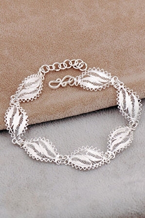 Midyat Telkari Sanatı İşlemeli Elişi Gümüş Bileklik 4671