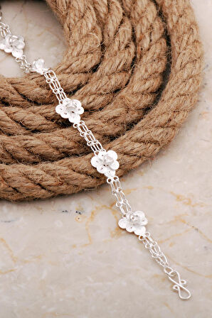 Midyat Telkari Sanatı Elişi Begonya Çiçeği Gümüş Bileklik 4675