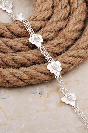 Midyat Telkari Sanatı Elişi Begonya Çiçeği Gümüş Bileklik 4675