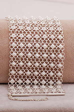 Telkari İşlemeli Elişi Midyat Akıtma 7 Sıra Gümüş Bileklik 4687