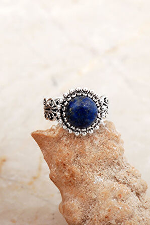Lapis Lazuli Taşlı Telkari Elişi Gümüş Yüzük 5835