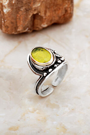 Paraiba Taşlı Çekiç Dövme Elişi Tasarım Gümüş Yüzük 5841