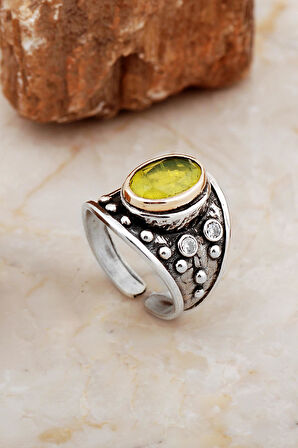 Paraiba Taşlı Çekiç Dövme Elişi Tasarım Gümüş Yüzük 5841