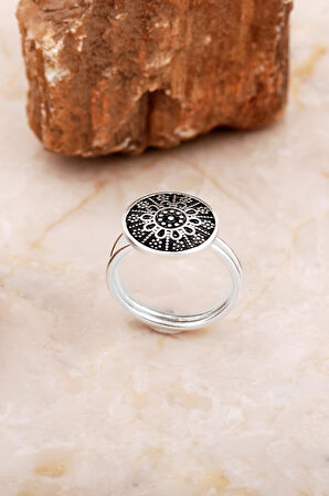 Anadolu Motifli Elişi Gümüş Yüzük 5876