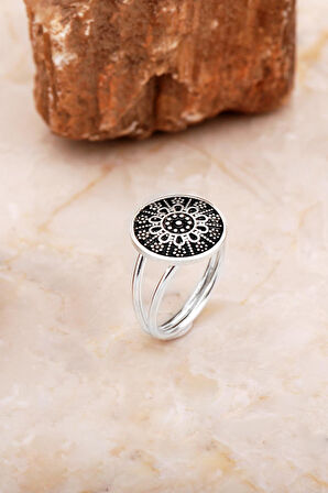 Anadolu Motifli Elişi Gümüş Yüzük 5876