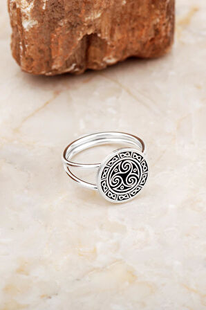 Anadolu Motifli Elişi Gümüş Yüzük 5880