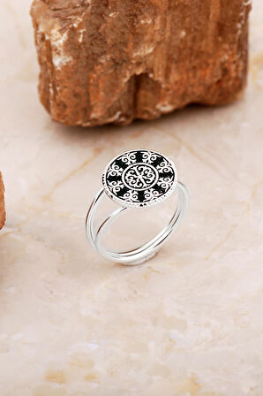 Anadolu Motifli Elişi Gümüş Yüzük 5884