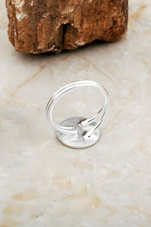 Anadolu Motifli Mineli Elişi Gümüş Çiçek Yüzük 5897