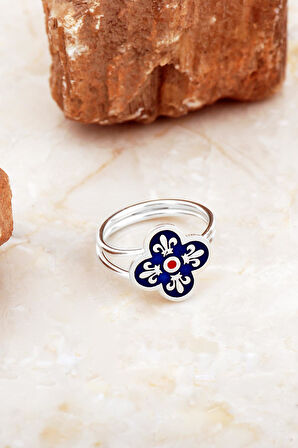 Yonca Mineli Elişi Gümüş Yüzük 5898