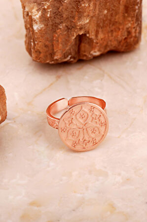 Anadolu Motifli Elişi Rose Gümüş Yüzük 3765