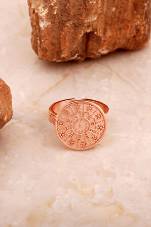 Anadolu Motifli Elişi Rose Gümüş Yüzük 3768