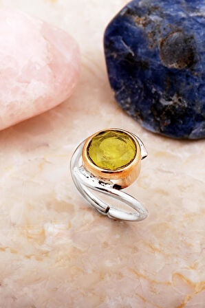 Sarı Paraiba Taşlı Tasarım Gümüş Yüzük 5914