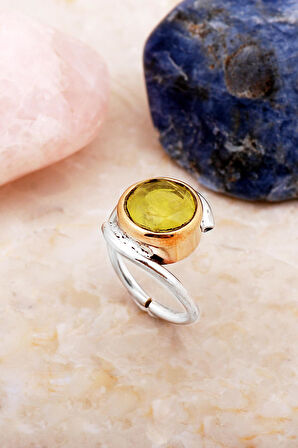 Sarı Paraiba Taşlı Tasarım Gümüş Yüzük 5914