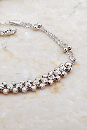 Dorissa Sıra Toplu Rodyumlu Gümüş Bileklik 4688