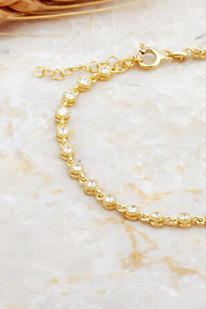 Su Yolu Altın Kaplama İnce Gümüş Bileklik 4693