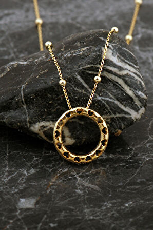 Kalpli Altın Kaplama O Harf Gümüş Balon Kolye 8051