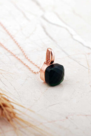 Yeşim Taşlı Rose Gümüş Kolye 8081