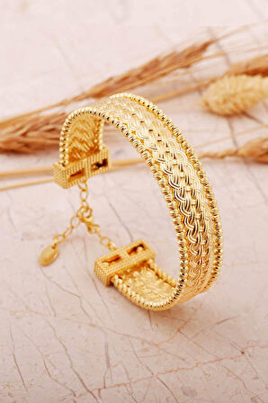 Dorissa Altın Kaplama Örgü Gümüş Bilezik 4809