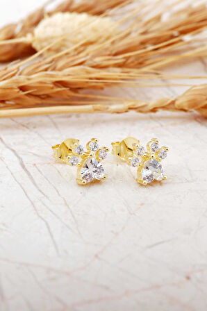 Pati Altın Kaplama Mini Gümüş Küpe 7385