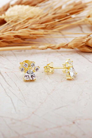 Pati Altın Kaplama Mini Gümüş Küpe 7385