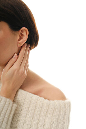 Altın Kaplama Mini Arı Gümüş Küpe 7386