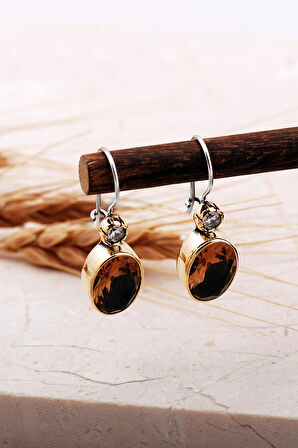 Renk Değiştiren Sultan Taşlı Elişi Gümüş Küpe 7402