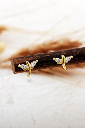 Yusufçuk Altın Kaplama Mini Gümüş Küpe 7405