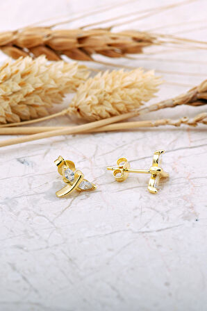 Yusufçuk Altın Kaplama Mini Gümüş Küpe 7405