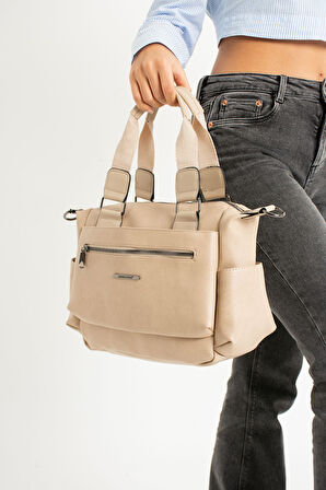 Kadın Suni Deri Çok Gözlü Kullanışlı Ayarlanabilir Çapraz Askılı Kum Mat Omuz Çantası