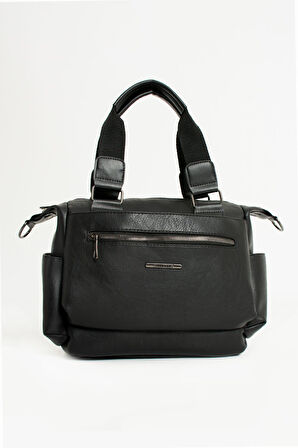 Kadın Suni Deri Çok Gözlü Kullanışlı Ayarlanabilir Çapraz Askılı Siyah Mat Omuz Çantası