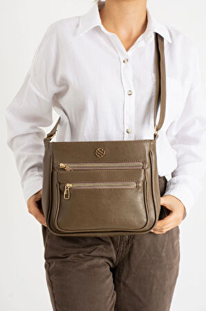 Kadın,Ayarlanabilir Çapraz Askılı, Dört Cepli Vizon Omuz Çantası