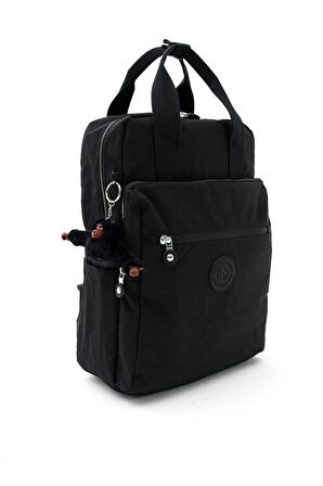Unisex Suya Dayanıklı Krinkıl Kumaş Çok Gözlü Büyük Boy Siyah Renkli Laptop Okul Ve Sırt Çantası