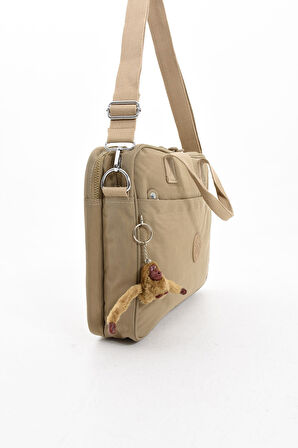 Unisex Klinkır Bej Renkli Suya Dayanıklı Laptop Bölmeli Çapraz-el Askılı Evrak Ve Laptop Çantası