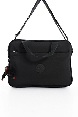 Unisex Klinkır Siyah Renkli Suya Dayanıklı Laptop Bölmeli Çapraz-el Askılı Evrak Ve Laptop Çantası