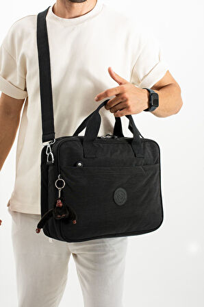 Unisex Klinkır Siyah Renkli Suya Dayanıklı Laptop Bölmeli Çapraz-el Askılı Evrak Ve Laptop Çantası