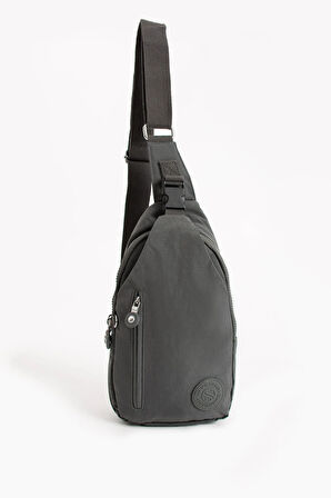 Kadın Krinkıl Kumaş Suya Dayanıklı Çapraz Askılı Koyu Gri Renkli Çanta