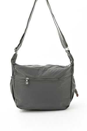 Unısex Suya Dayanıklı Koyu Gri Renkli Krinkıl Kumaş Çok Gözlü Çapraz Okul Seyahat Ve Omuz Çantası