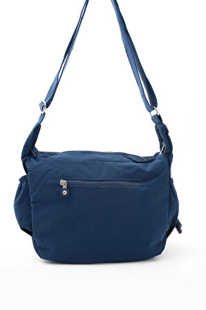 Unısex Suya Dayanıklı Lacivert Renkli Krinkıl Kumaş Çapraz Günlük Okul Seyahat Ve Omuz Çantası