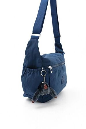 Unısex Suya Dayanıklı Lacivert Renkli Krinkıl Kumaş Çapraz Günlük Okul Seyahat Ve Omuz Çantası