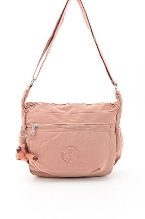 Unısex Suya Dayanıklı Pembe Renkli Krinkıl Kumaş Çapraz Günlük Okul Seyahat Ve Omuz Çantası