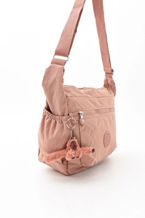 Unısex Suya Dayanıklı Pembe Renkli Krinkıl Kumaş Çapraz Günlük Okul Seyahat Ve Omuz Çantası