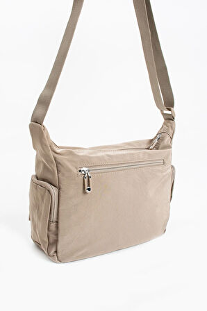 Kadın Çok Gözlü Suya Dayanıklı Paraşüt Kumaş Kum Renkli Ayarlanabilir Çapraz Askılı Omuz Çantası