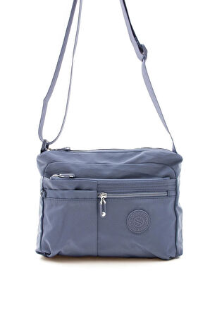 Kadın Çok Gözlü Suya Dayanıklı Paraşüt Kumaş Ayarlanabilir Mavi Renkli Çapraz Askılı Omuz Çantası