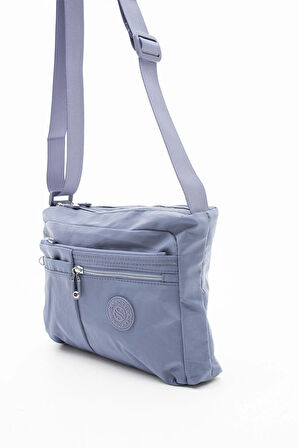 Kadın Çok Gözlü Suya Dayanıklı Paraşüt Kumaş Ayarlanabilir Mavi Renkli Çapraz Askılı Omuz Çantası