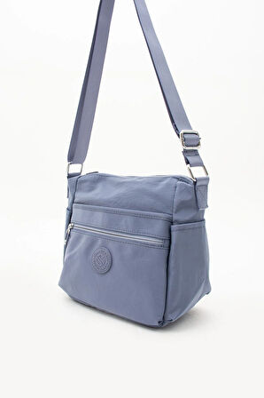 Kadın Çok Gözlü Suya Dayanıklı Paraşüt Kumaş Mavi Renkli Ayarlanabilir Çapraz Askılı Omuz Çantası