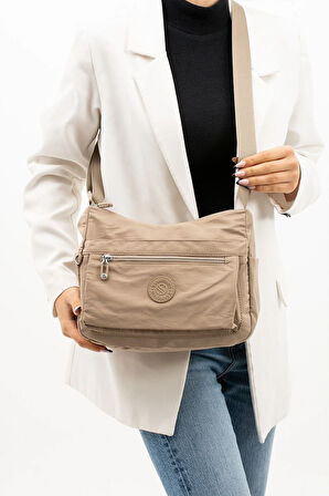 Kadın Çok Gözlü Suya Dayanıklı Paraşüt Kumaş Ayarlanabilir Çapraz Askılı Omuz Çantası