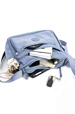 Kadın Çok Gözlü Suya Dayanıklı Paraşüt Kumaş Ayarlanabilir Çapraz Askılı Omuz Çantası