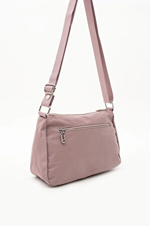 Kadın Suya Dayanıklı Paraşüt Kumaş 5 Gözlü Pudra Renkli Çapraz Askılı El Ve Omuz Çantası