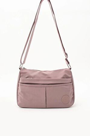 Kadın Suya Dayanıklı Paraşüt Kumaş 5 Gözlü Pudra Renkli Çapraz Askılı El Ve Omuz Çantası