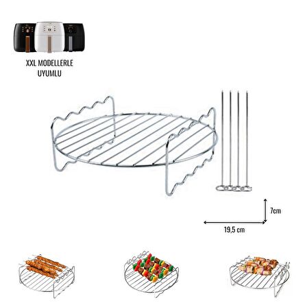 Airfryer Şiş Izgarası XXL Modeller ile Uyumlu 19.5 cm